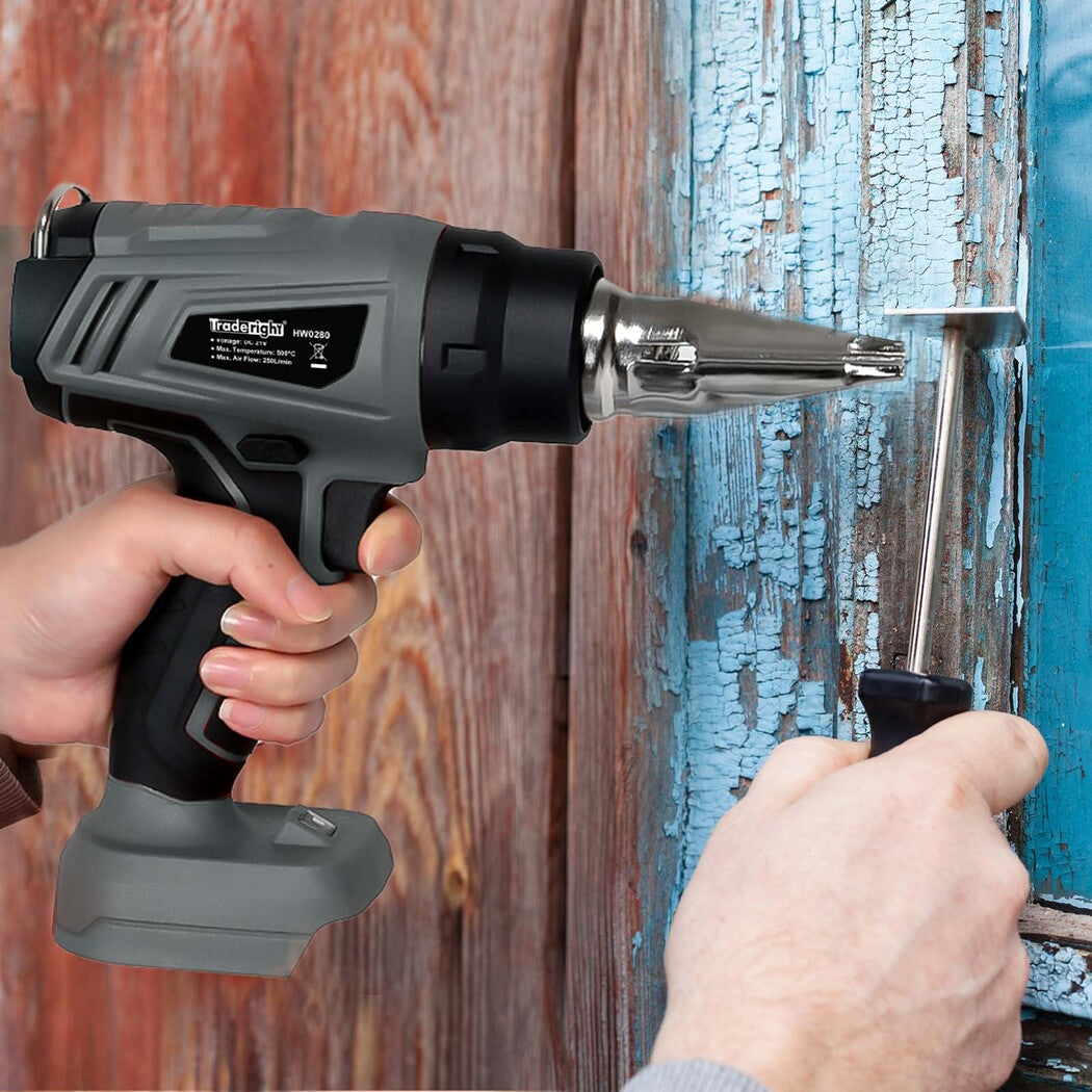 Traderight 21V Heat Gun Kit 500°C Cordless 5 Nozzles-1973194187516022791