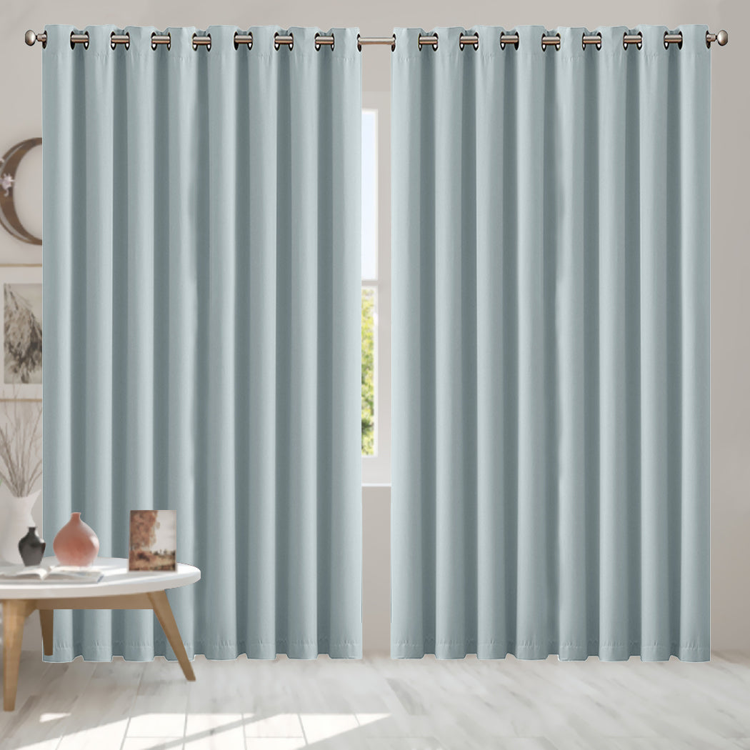 2x Blockout Curtains Panels 3 Layers Green CD1003-300X230-GY-1919892933016948742