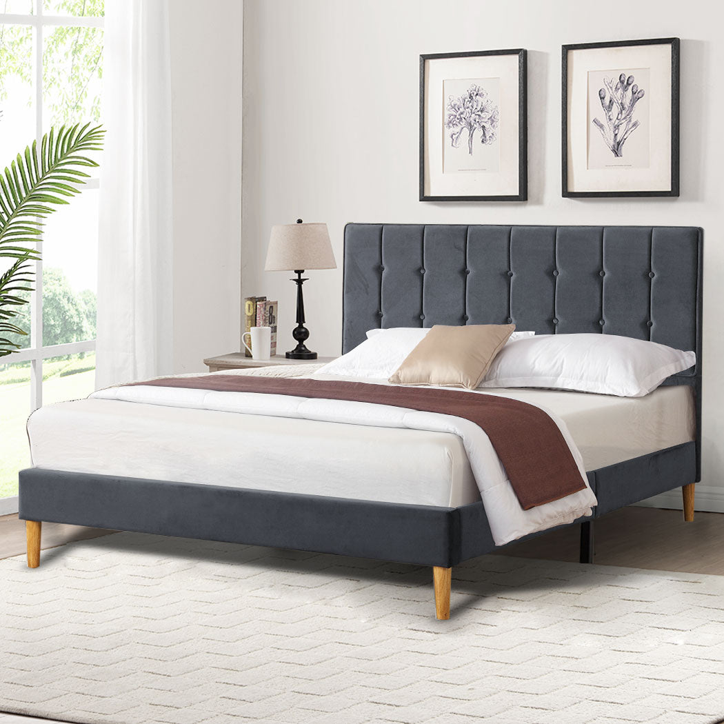 Levede Bed Frame Queen Size Mattress Grey-1954802927025655815