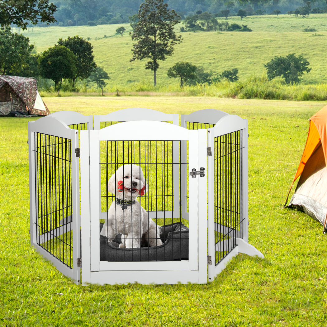 PaWz 6 Panels Pet Dog Playpen Puppy White-1954802560535760903