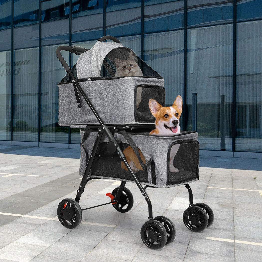 PaWz Two-tier Pet Stroller Double Dog-1954802607990116359