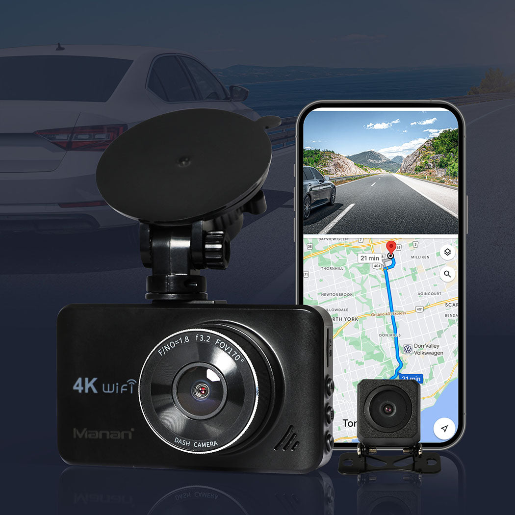 Manan 4K Car Dash Camera Front and Rear Dual Wifi GPS-1910112339714248711