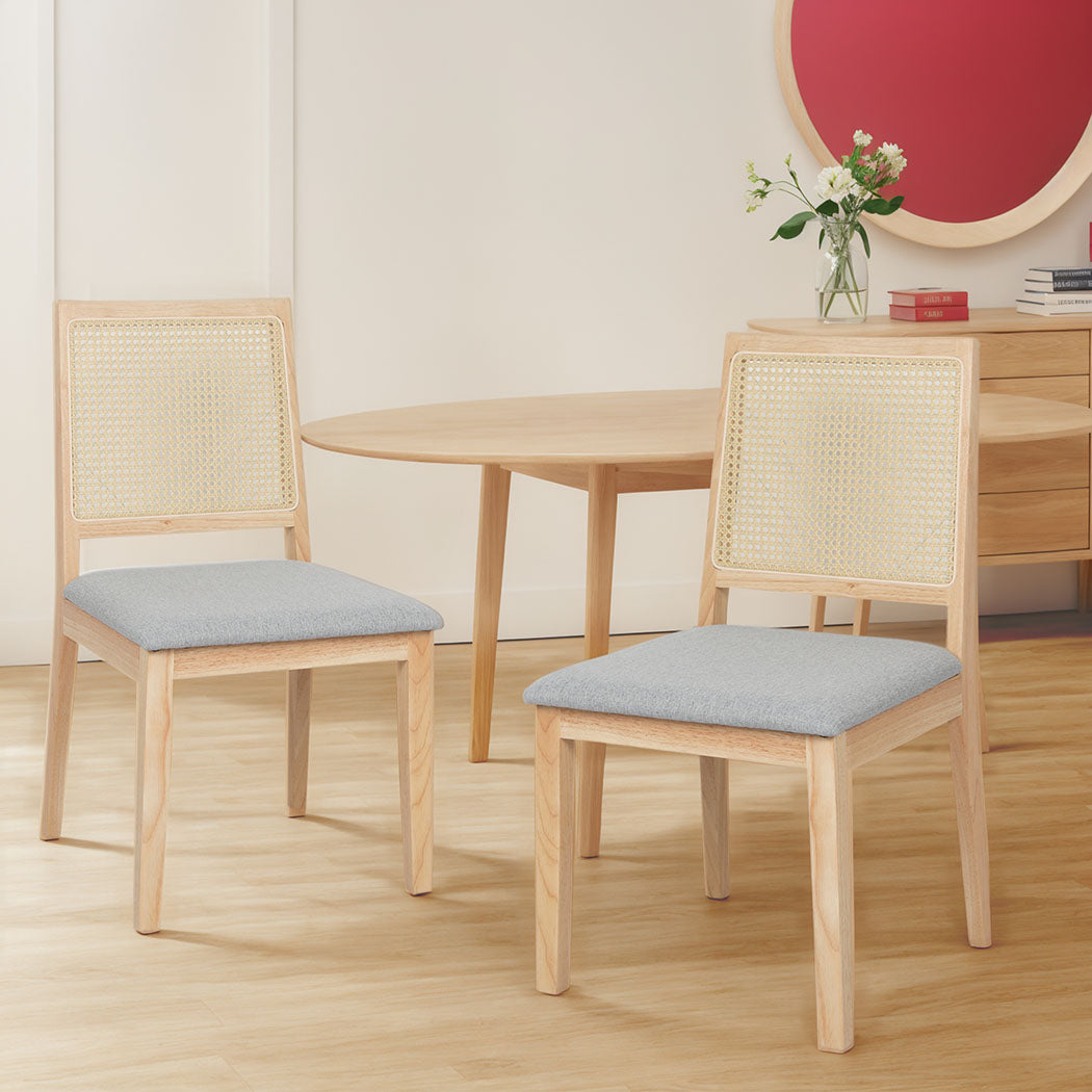 Levede 2x Rattan Dining Chair Solid Wood Lounge-1954802458693865479