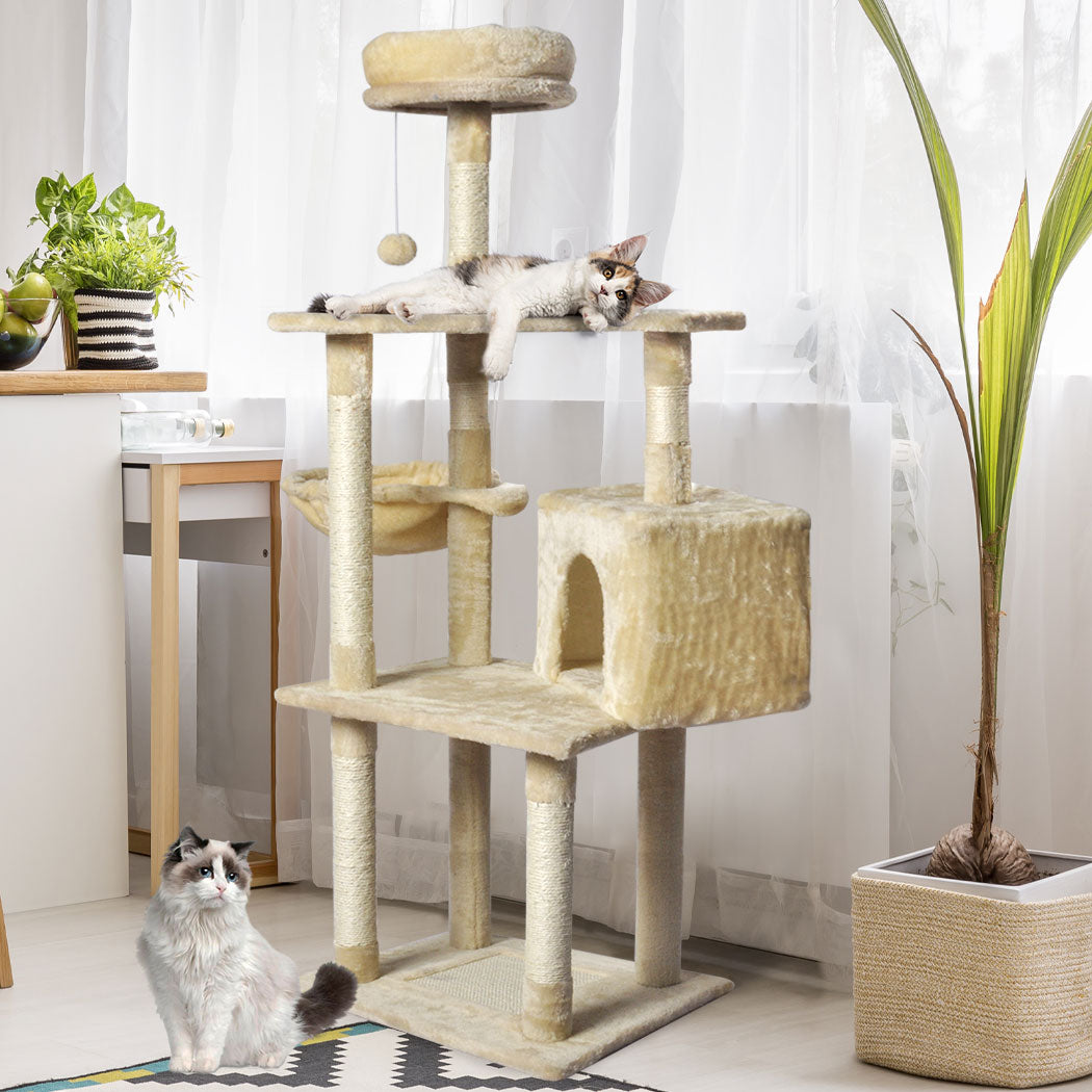 PaWz Cat Tree Toy Scratching Post Scratcher Beige-1954802766308315143