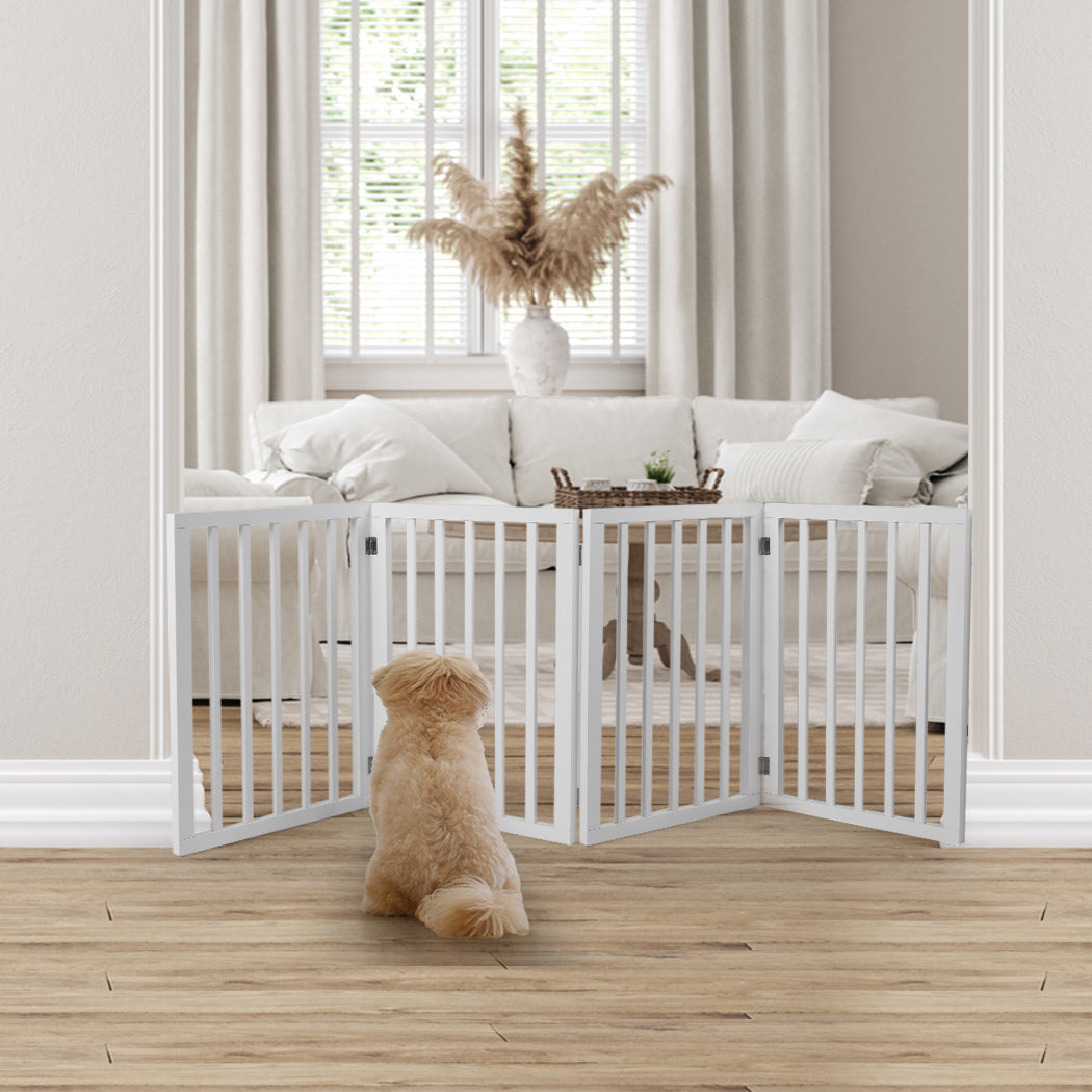 Wooden Pet Gate Dog Fence Retractable White 600x 3MM-1910112968746602503