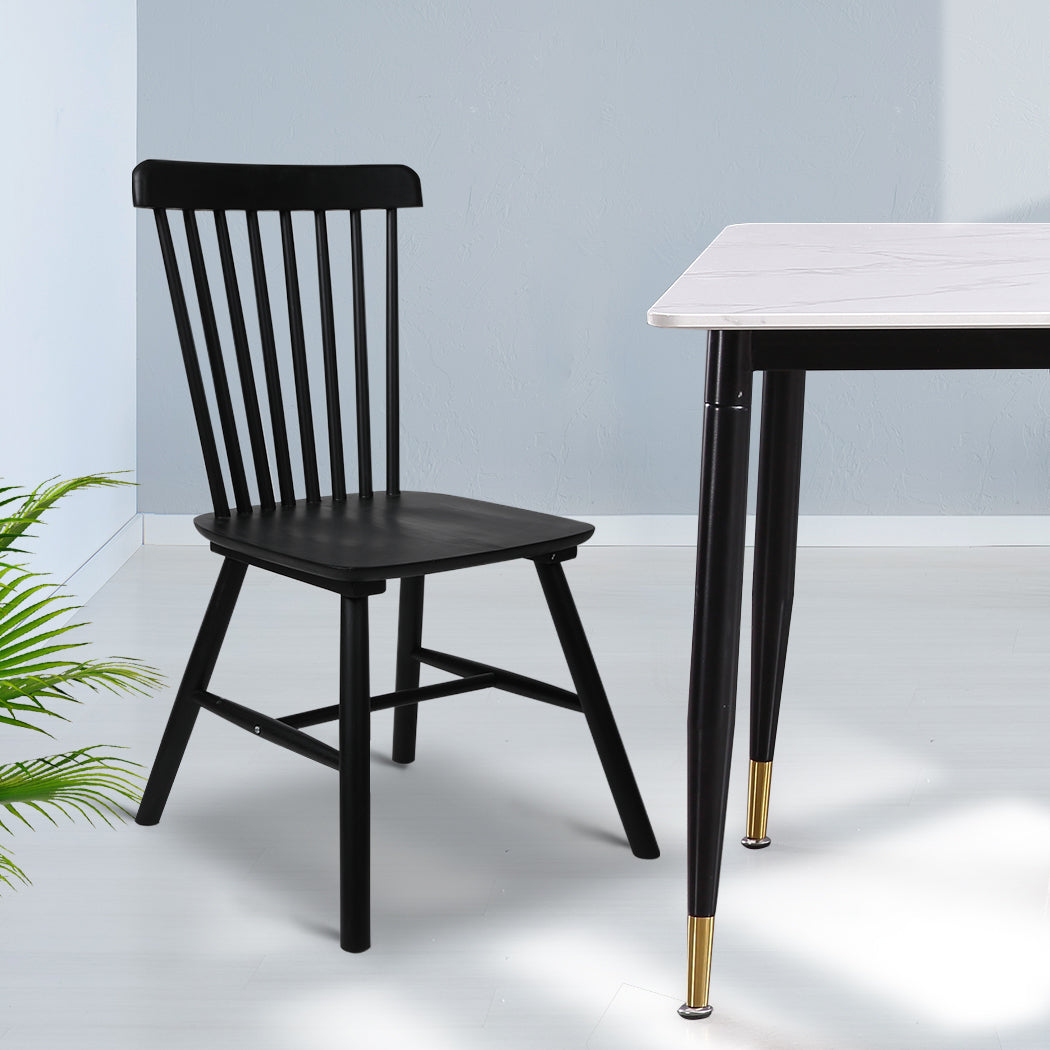 Levede 2x Dining Chairs Kitchen Winsor Black-1954802978070335495