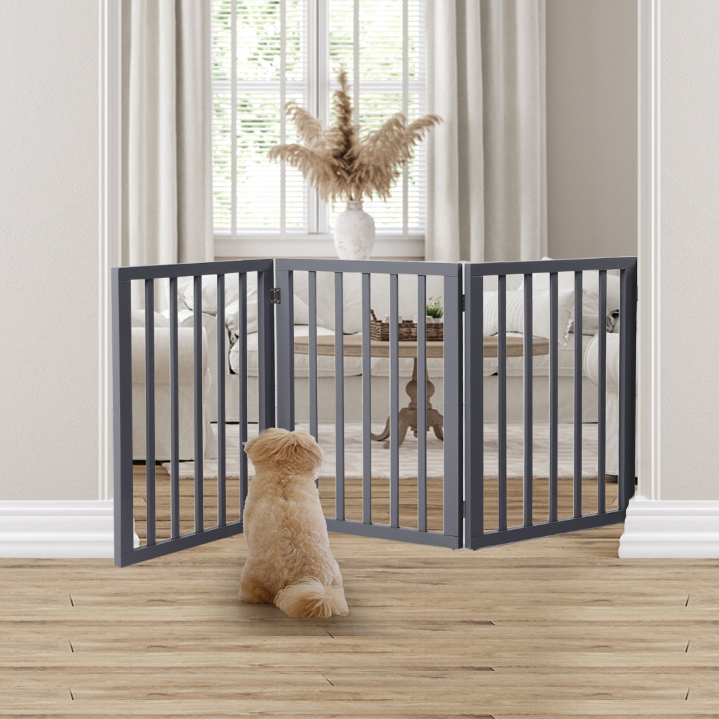 Wooden Pet Gate Dog Fence Retractable Grey 2000x 3MM-1910112967819661319