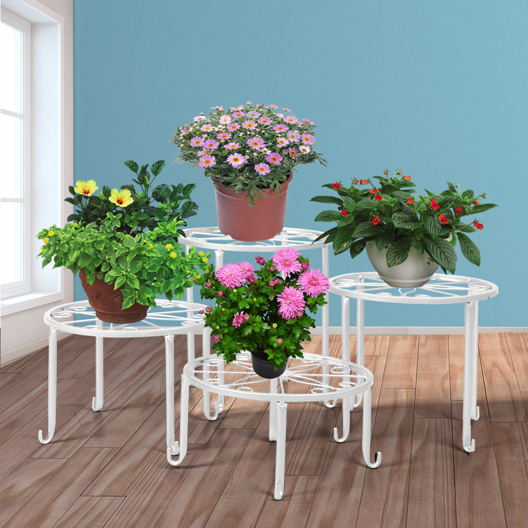 4 x Levede Metal Plant Stand Outdoor White-1910112294310907911