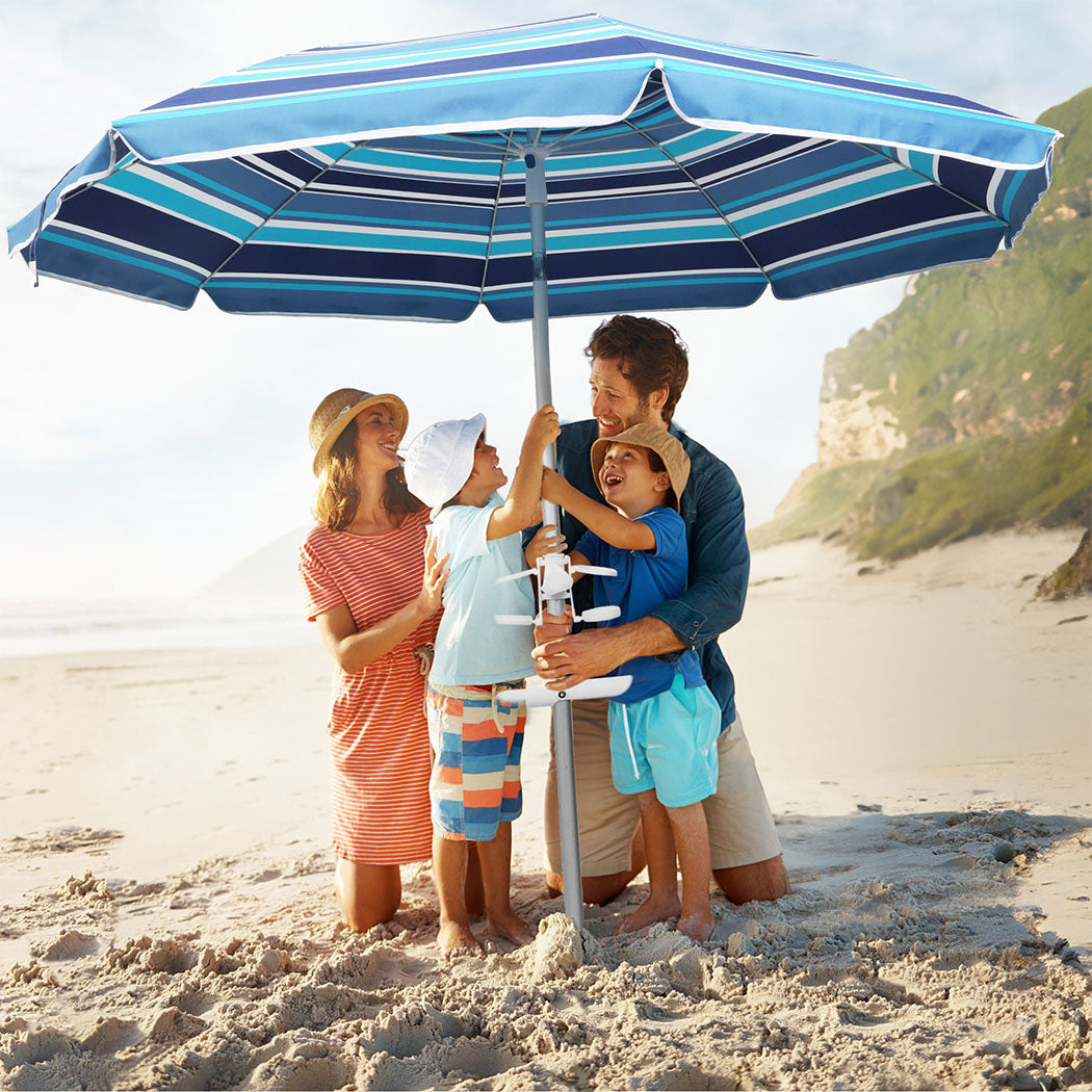 Mountview 2.2M Outdoor Beach Umbrellas Sand Blue-1954802439291015175