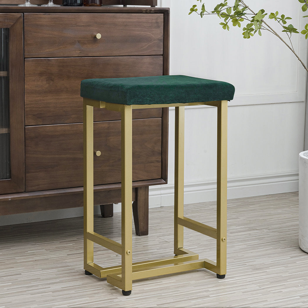 Levede 2x Bar Stools Velvet Backless-1919892921994317831