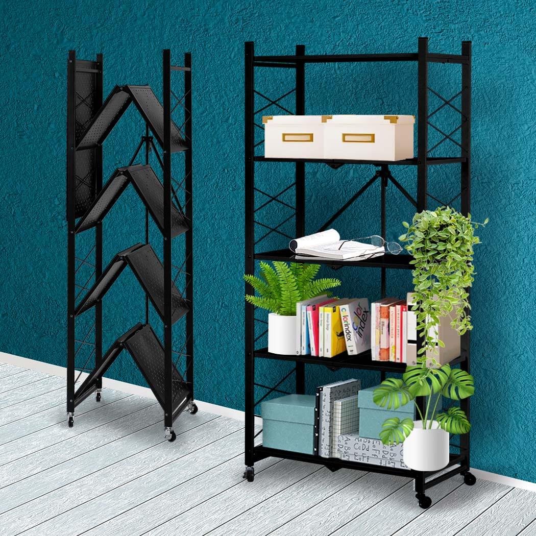 Levede Foldable Storage Shelf Display Black 5 Tiers-1917016718870450183