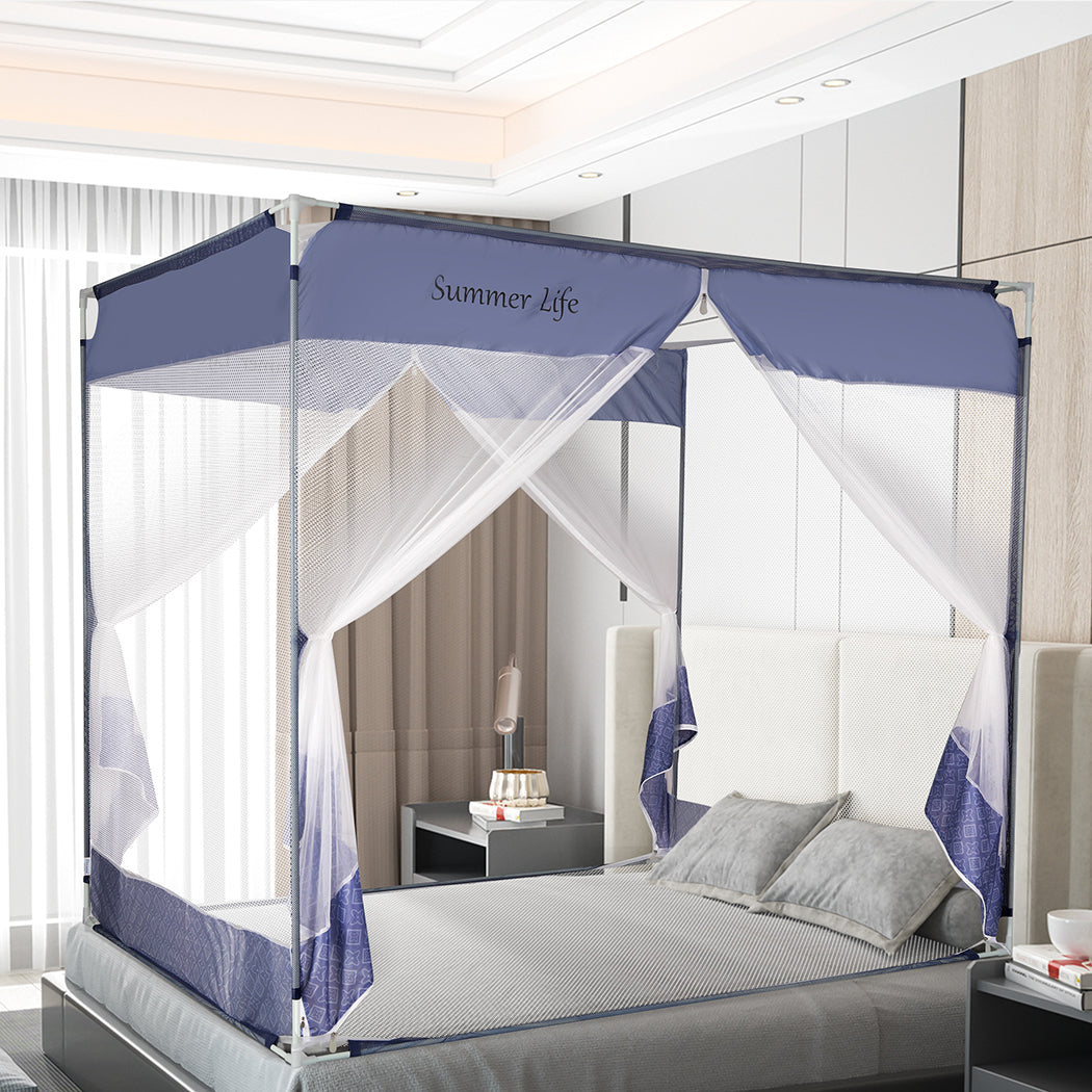 Dreamz Mosquito Bed Nets Foldable Canopy Square Blue-1954802841537351687