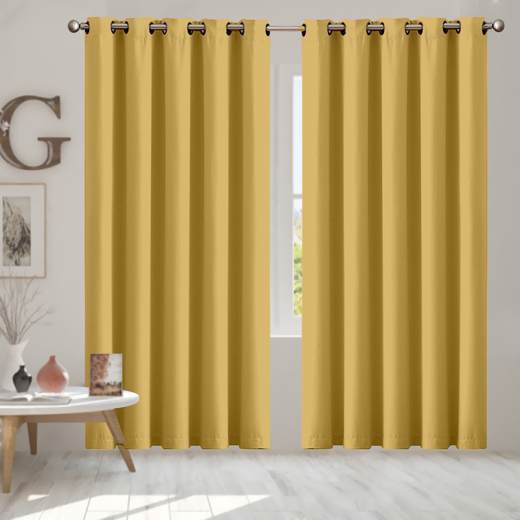 2x Blockout Curtains Panels 3 Layers Mustard-1919892930928185350