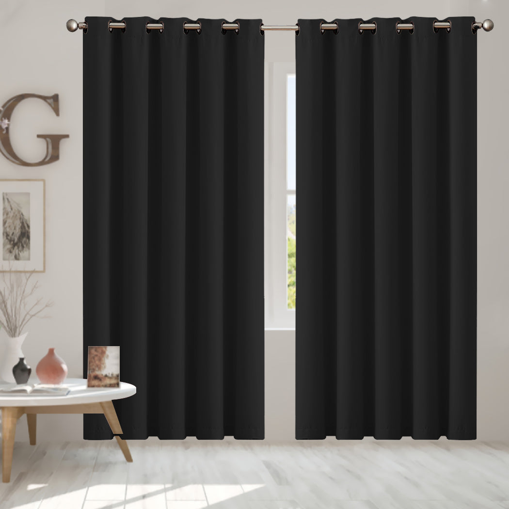2x Blockout Curtains Panels 3 Layers Black-1910113270224785414