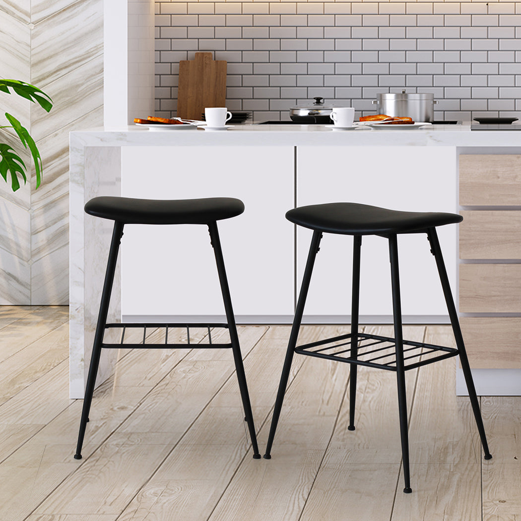Levede 2x Bar Stools Kitchen Bar Pub Black-1919892922166284295