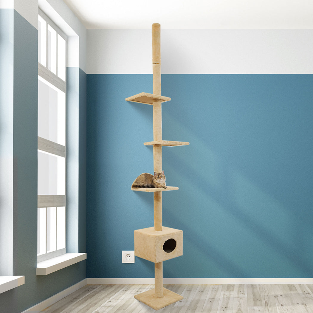 PaWz Cat Scratching Post Tree Cubby Beige-1910112461793660935