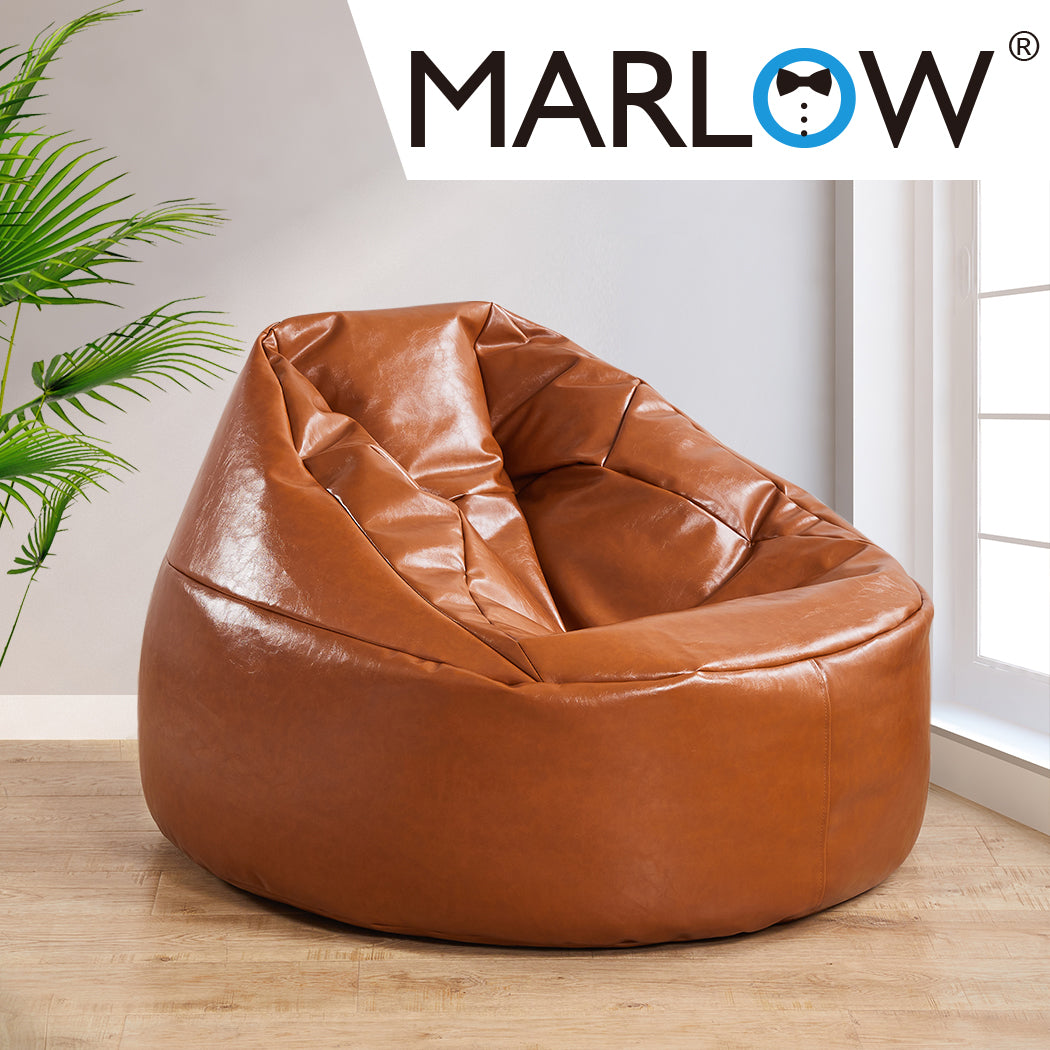 Marlow Bean Bag Chair Cover PU Couch Tan-1973194022012981255
