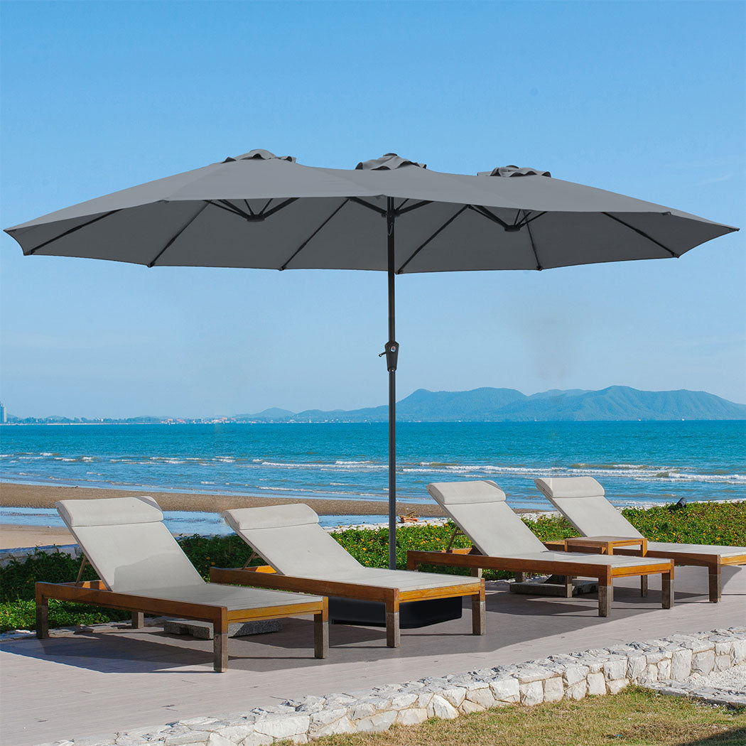 Centra 4.5M Double-sided Patio Umbrella Outdoor Umbrella Base Stand Grey-1954802422140506119