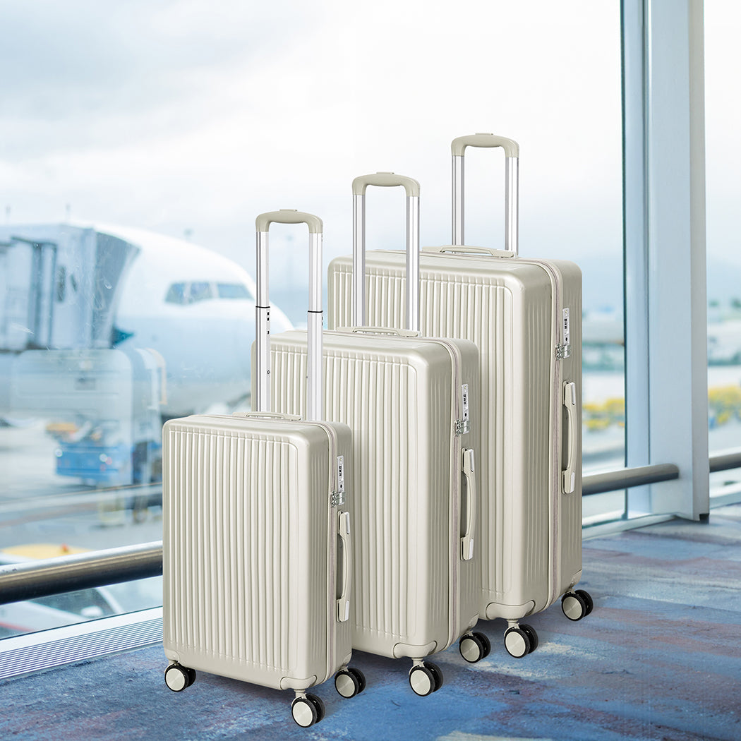 Slimbridge Luggage Suitcase Trolley White 3pc 20"+24"+28"-1910112845371150343