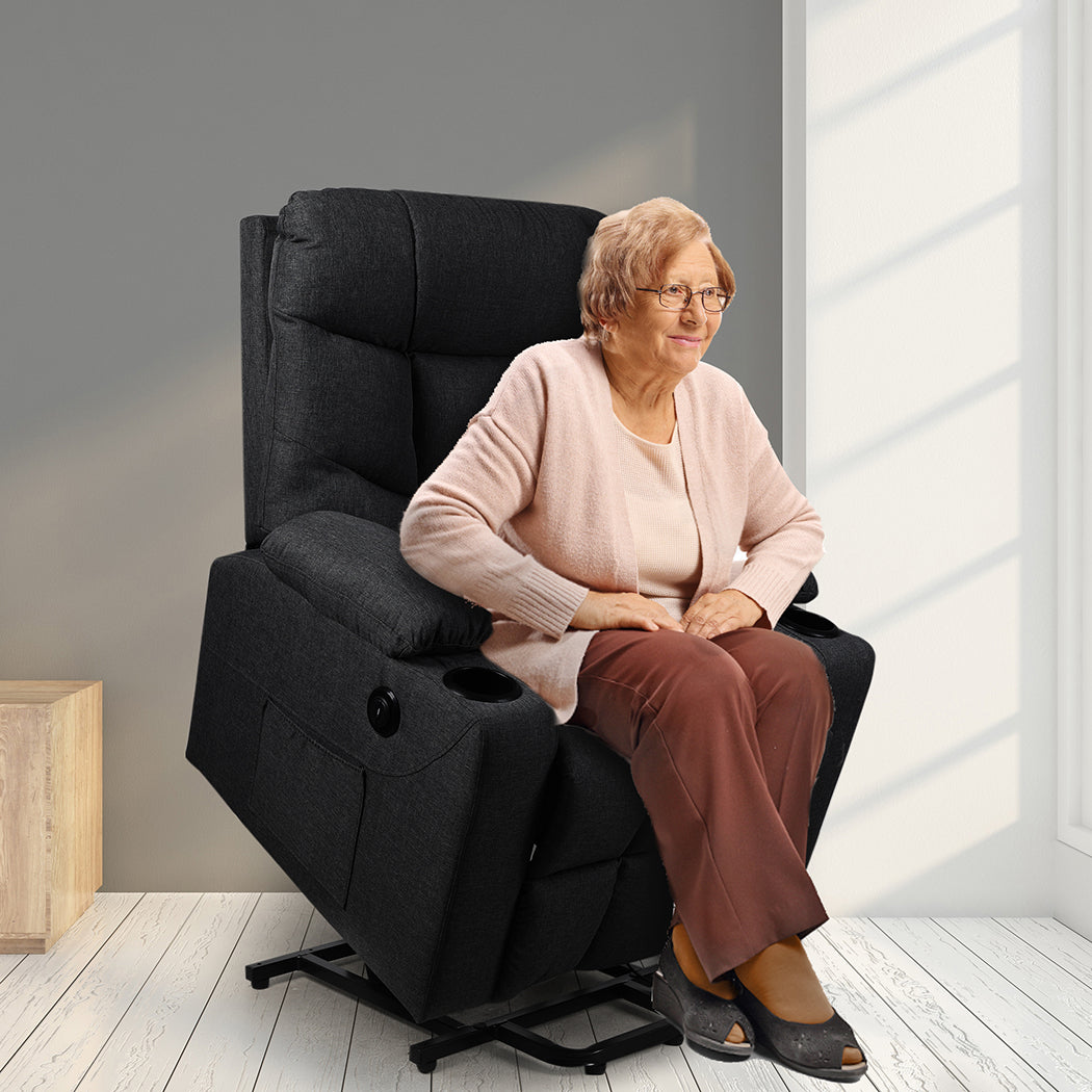 Levede Recliner Chair Electric Lift Black-1954802888668745735