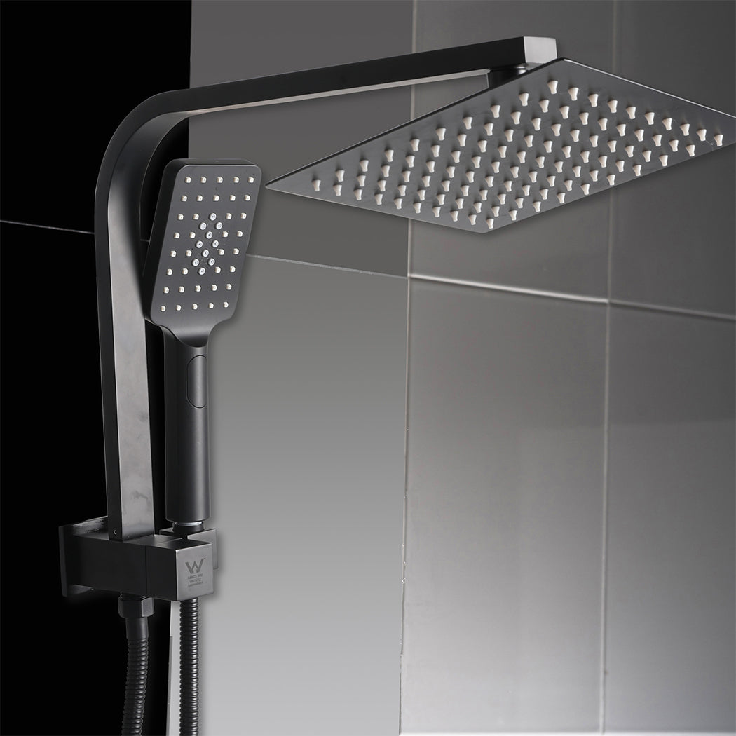High Pressure Shower Head Set Rain Square Black-1910113120211308551