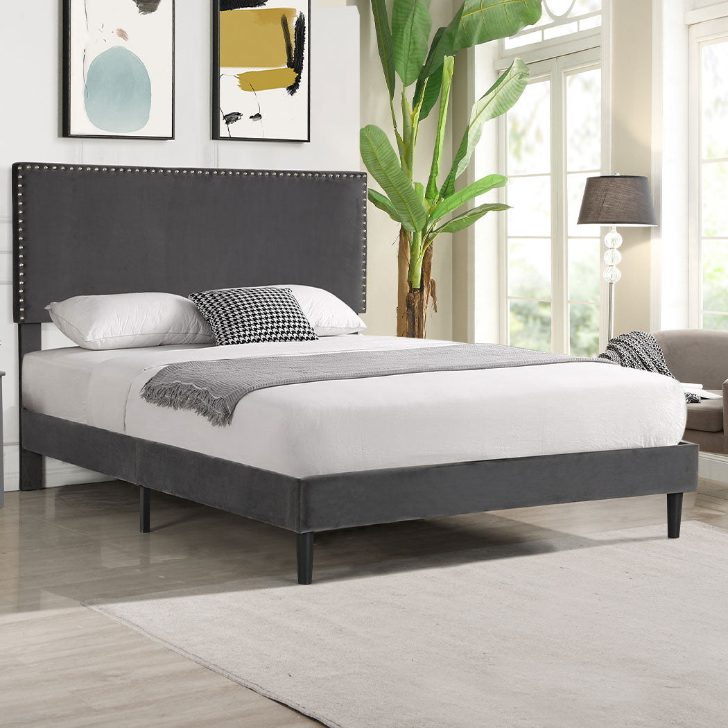 Levede Bed Frame Double Size Mattress Grey-1910113208337829895