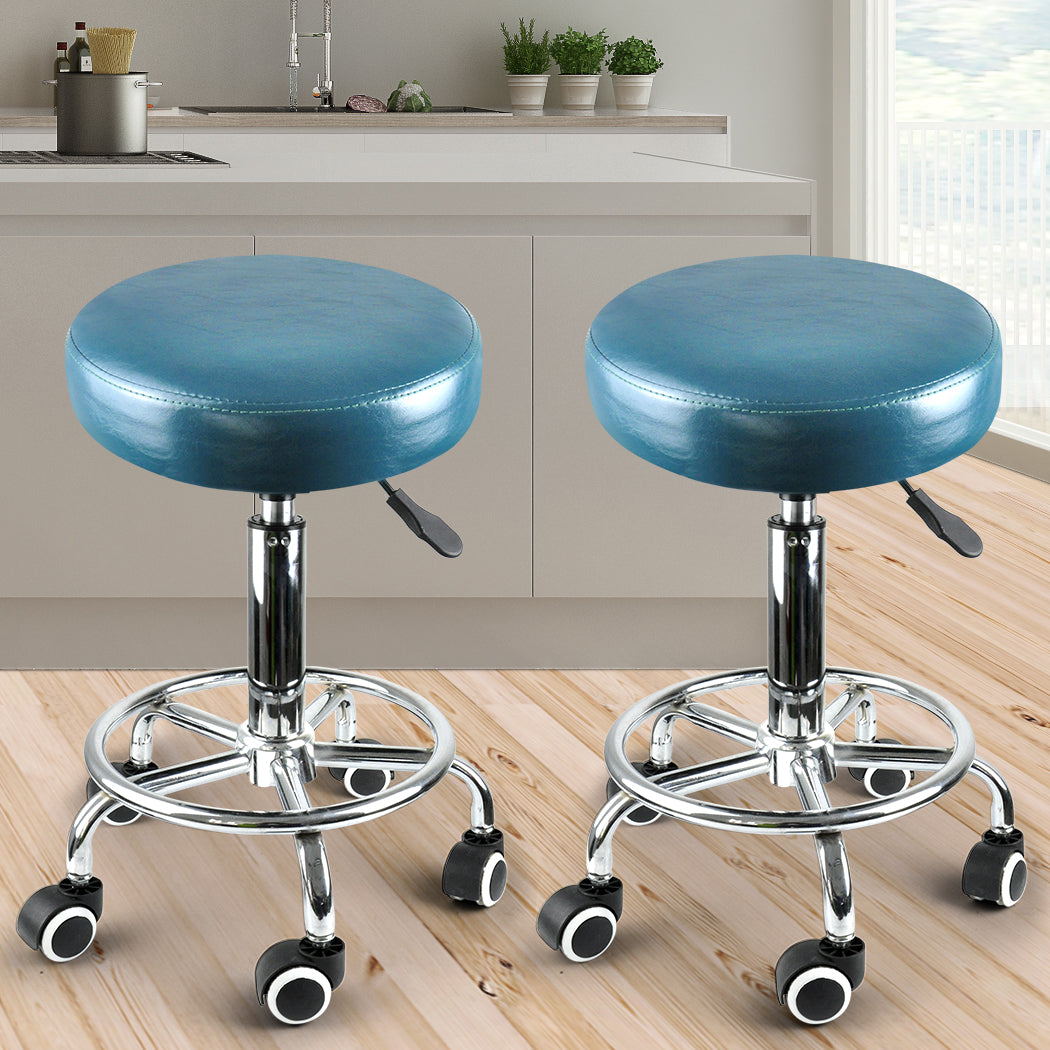 Levede 2x Barstool Swivel Salon Hairdressing Teal-1954802613350436870