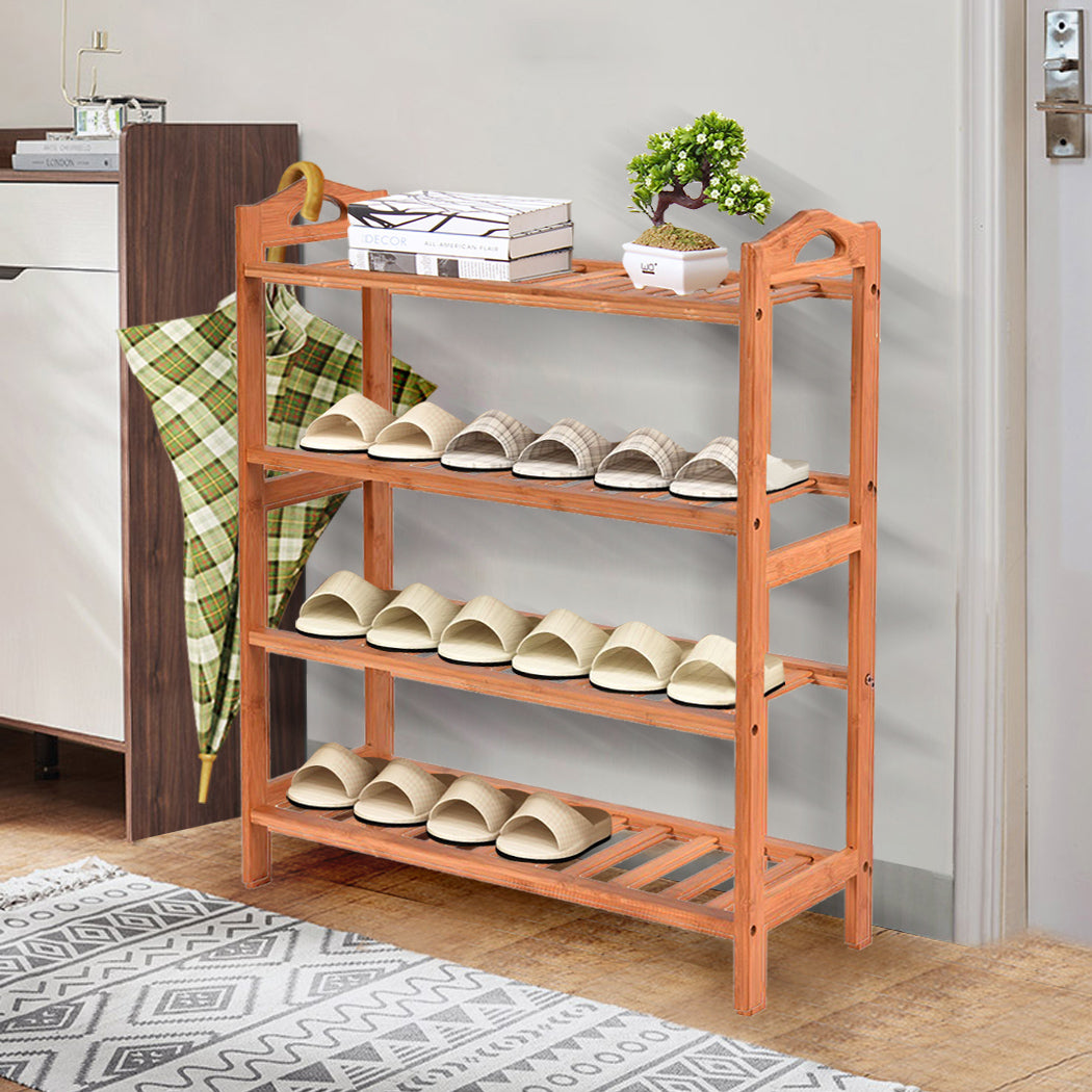 Levede 2x 4 Tier Bamboo Shoe Rack Shoes-1954802688583667718