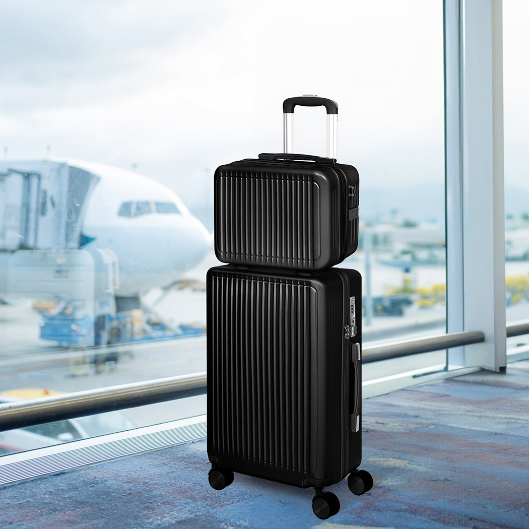 Slimbridge Luggage Suitcase Trolley Black 2pc 14"+20"-1910112844318380039
