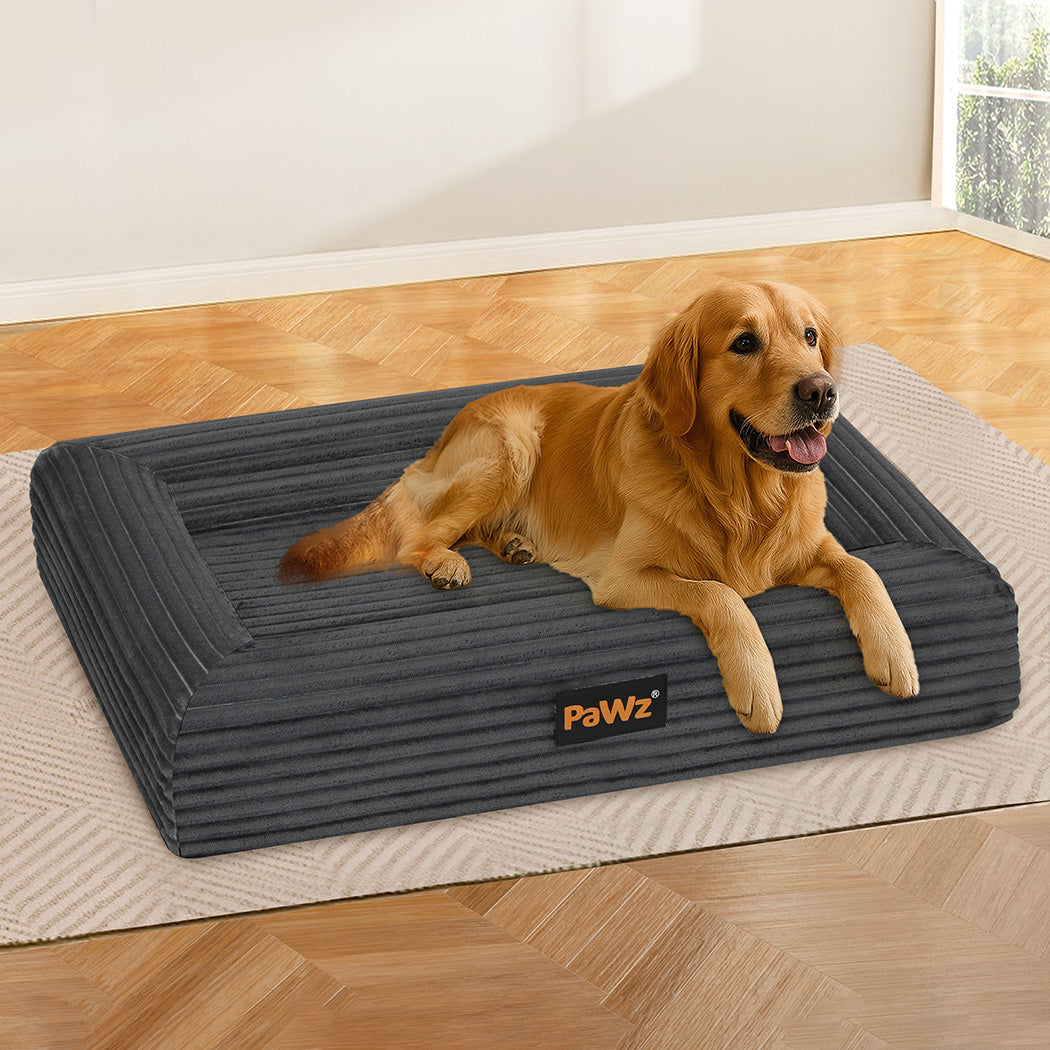 Pawz XXL Size Orthopedic Dog Bed with Corduroy Removable Cover Waterproof Washable Grey-1973193548442505223