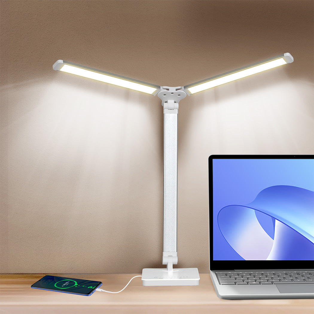 Emitto Double Head Desk Lamp LED Light Eye Caring USB-1910149778541514759