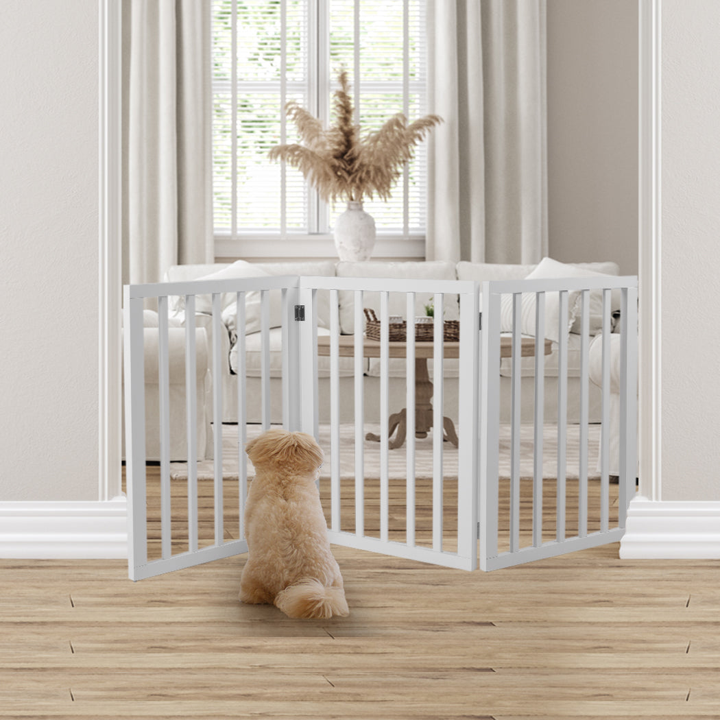 Wooden Pet Gate Dog Fence Retractable White 2000x 3MM-1910112968033570823