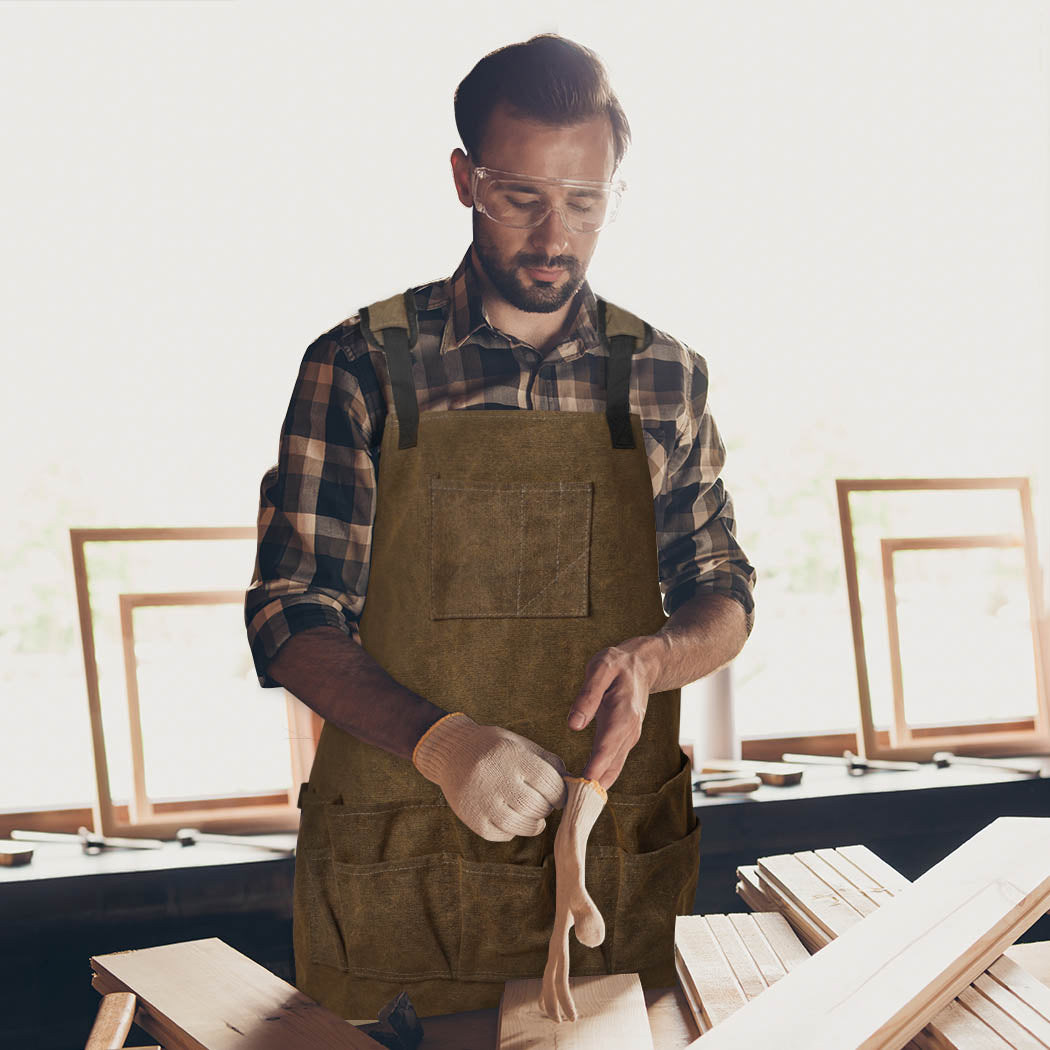 Waxed Canvas Tool Apron Adjustable Workshop-1954802955249127430