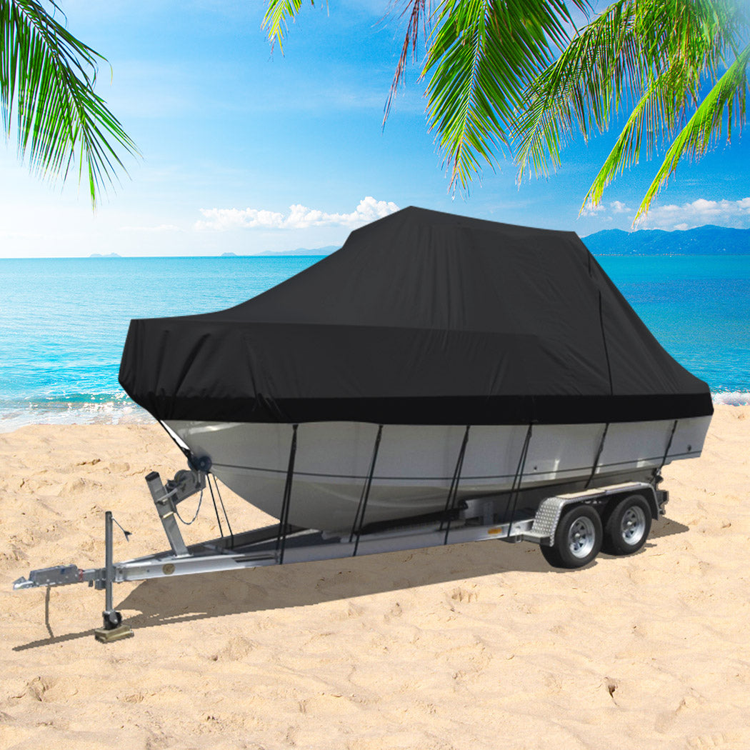 Boat Cover 19 FT Trailerable Weatherproof Black 19FT-1919892918374633479