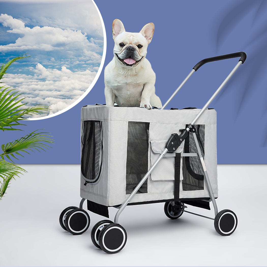 PaWz Pet Stroller Dog Cat Cage Carrier Grey-1954802513085599750