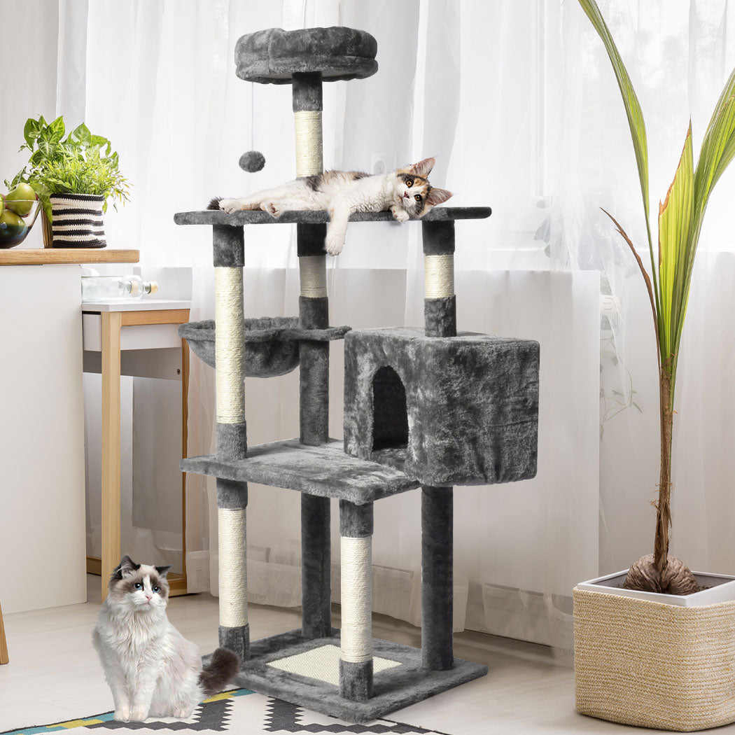 PaWz 130cm Cat Tree Toy Scratching Post Grey-1954802766522224647