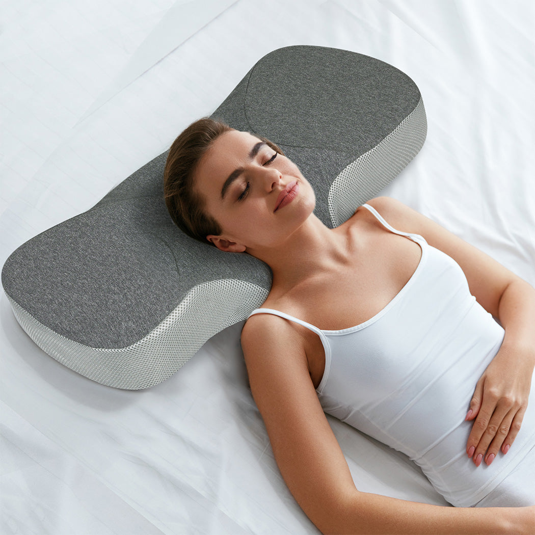 Dreamz Memory Foam Pillow Pillowcase Supprt Grey Rebound-1963748910187024391