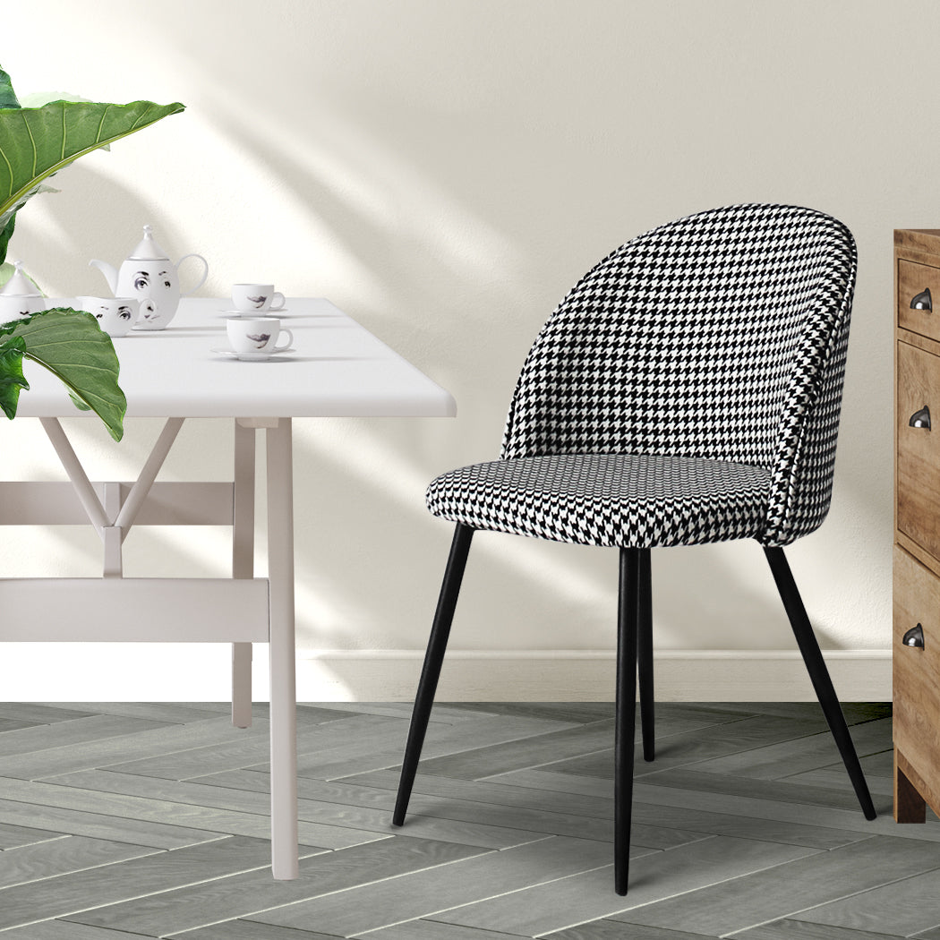 Levede 2x Dining Chairs Kitchen Cafe Black and White-1954802979513176071