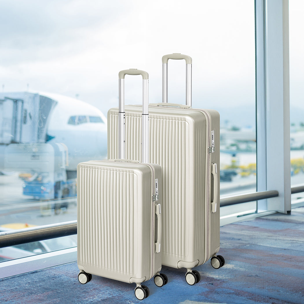 Slimbridge Luggage Suitcase Trolley White 2pc 20"+28"-1910112844922359815
