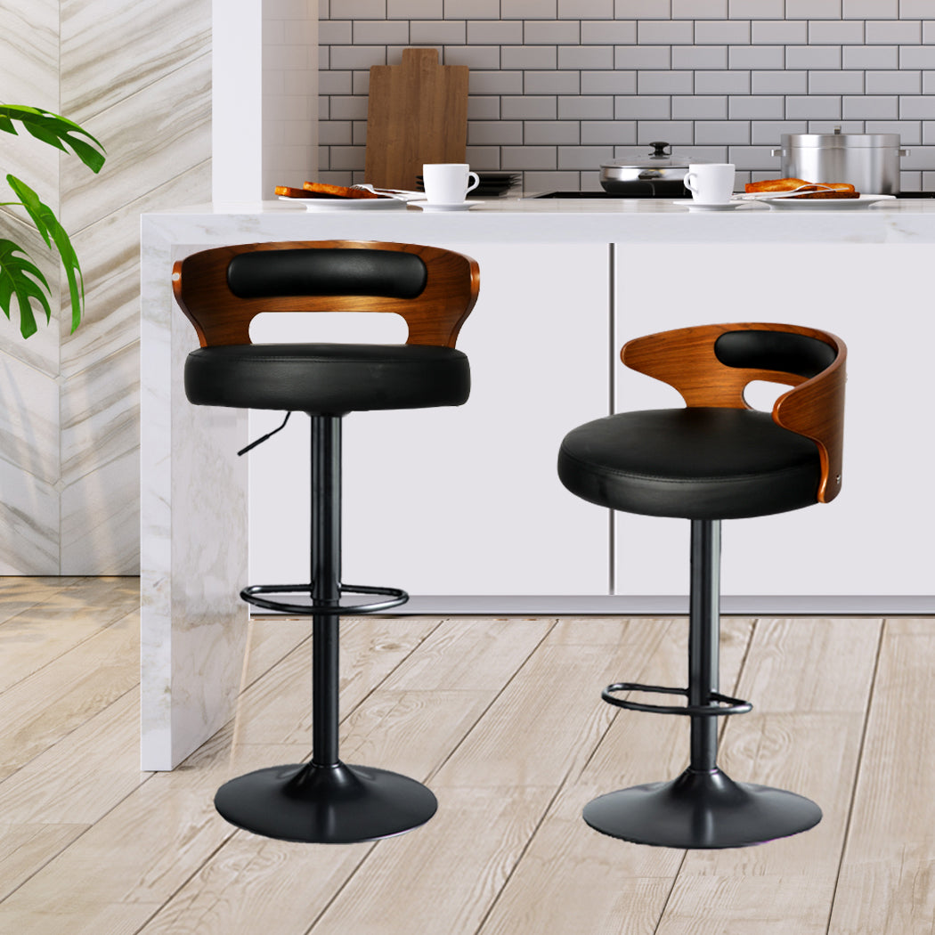 Levede 1x Kitchen Bar Stools Gas Lift Black-1919892921474224135