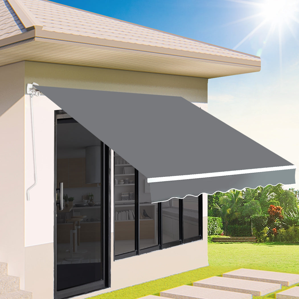 Mountview Folding Arm Awning Retractable Grey-1919892870647648263