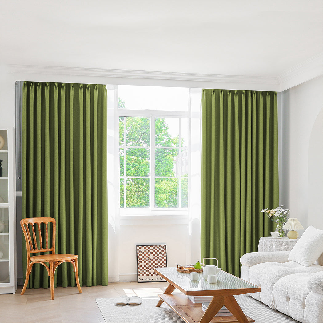 Marlow 2XBlockout Curtains Chenille 180x250 Green CD1016-180x250-DG-1910113280295309319
