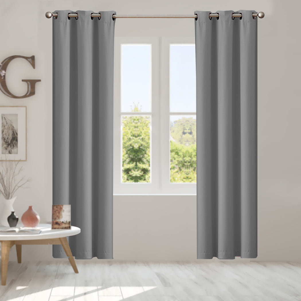 2x Blockout Curtains Panels 3 Layers Grey-1954802971111985158