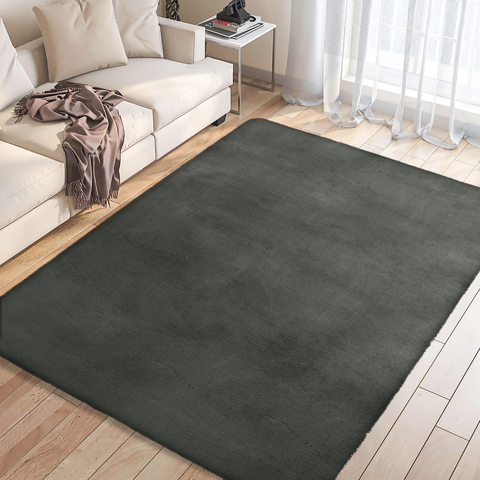 Marlow Floor Rugs Area Rug Fluffy Faux 160X230CM Grey-1919892882542694406
