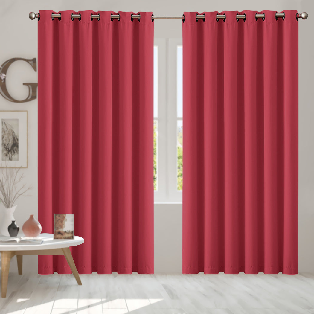 2x Blockout Curtains Panels 3 Layers Burgundy-1910113274339397638