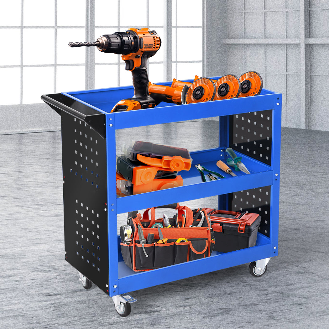 Traderight Tool Trolley Cart 3 Tier Blue-1919892898338443271