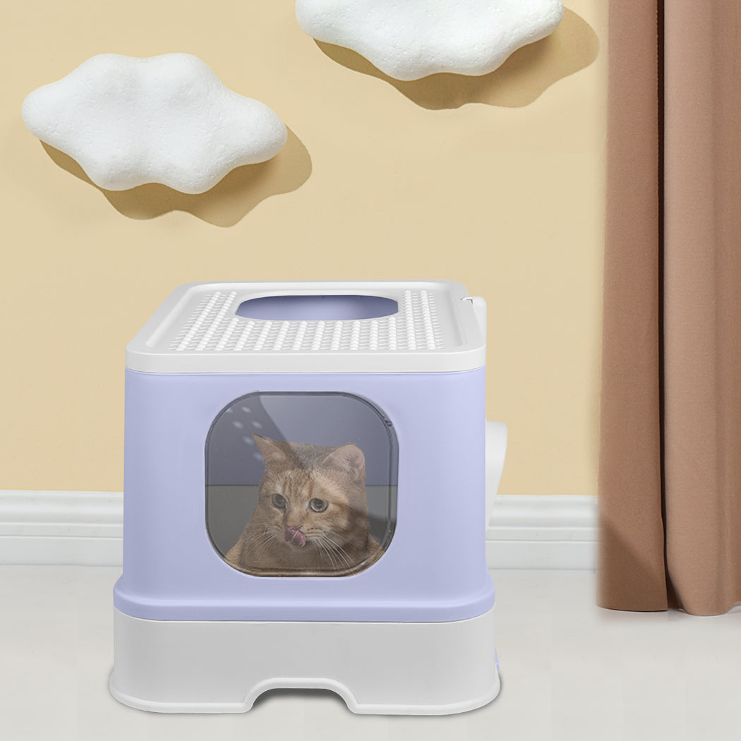 PaWz Cat Litter Box Fully Enclosed Toilet Purple-1954802512628420615