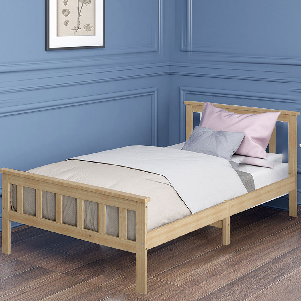 Levede Wooden King Single Bed Frame Nature Natural-1910113206089682951