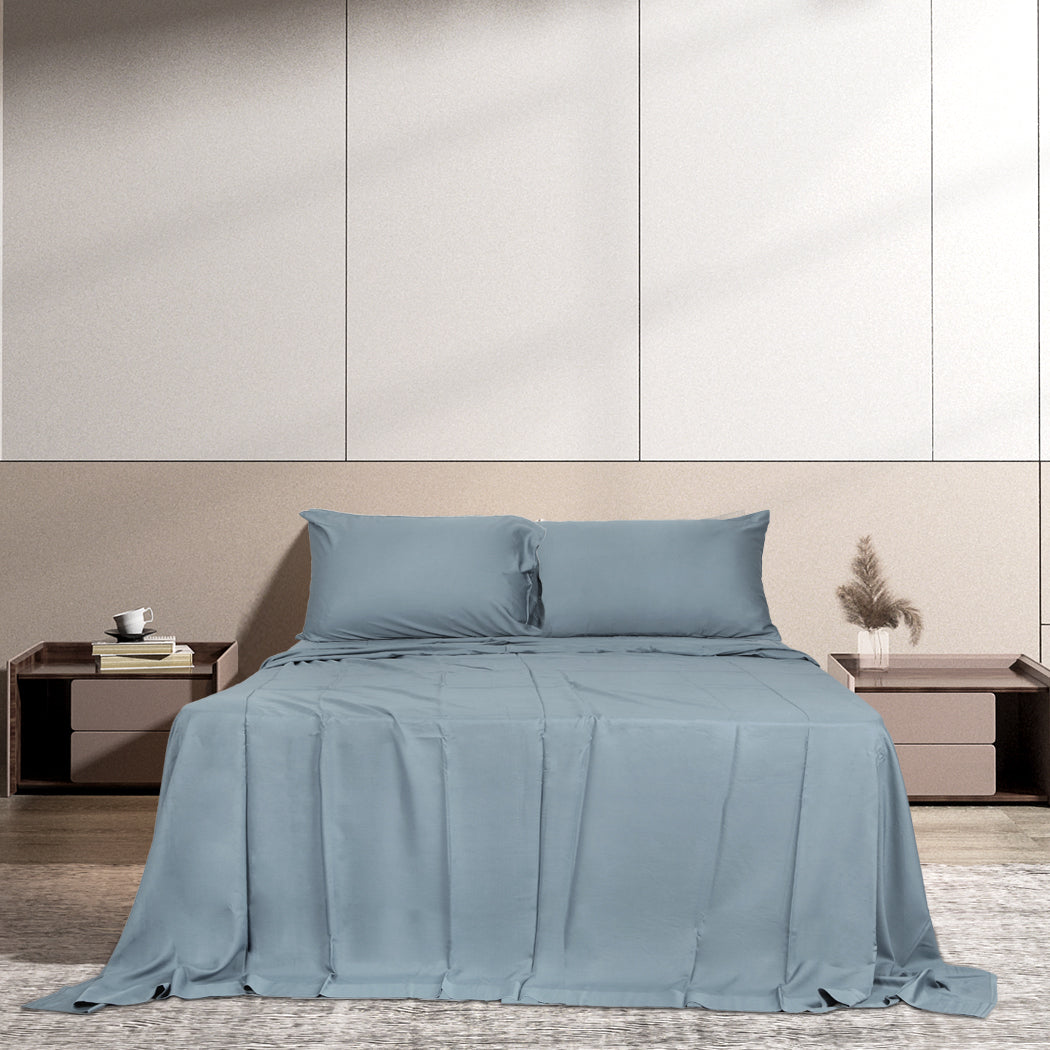 Dreamz 4pcs Double Size 100% Bamboo Bed Sheet Set in Grey Colour-1954802919064866823