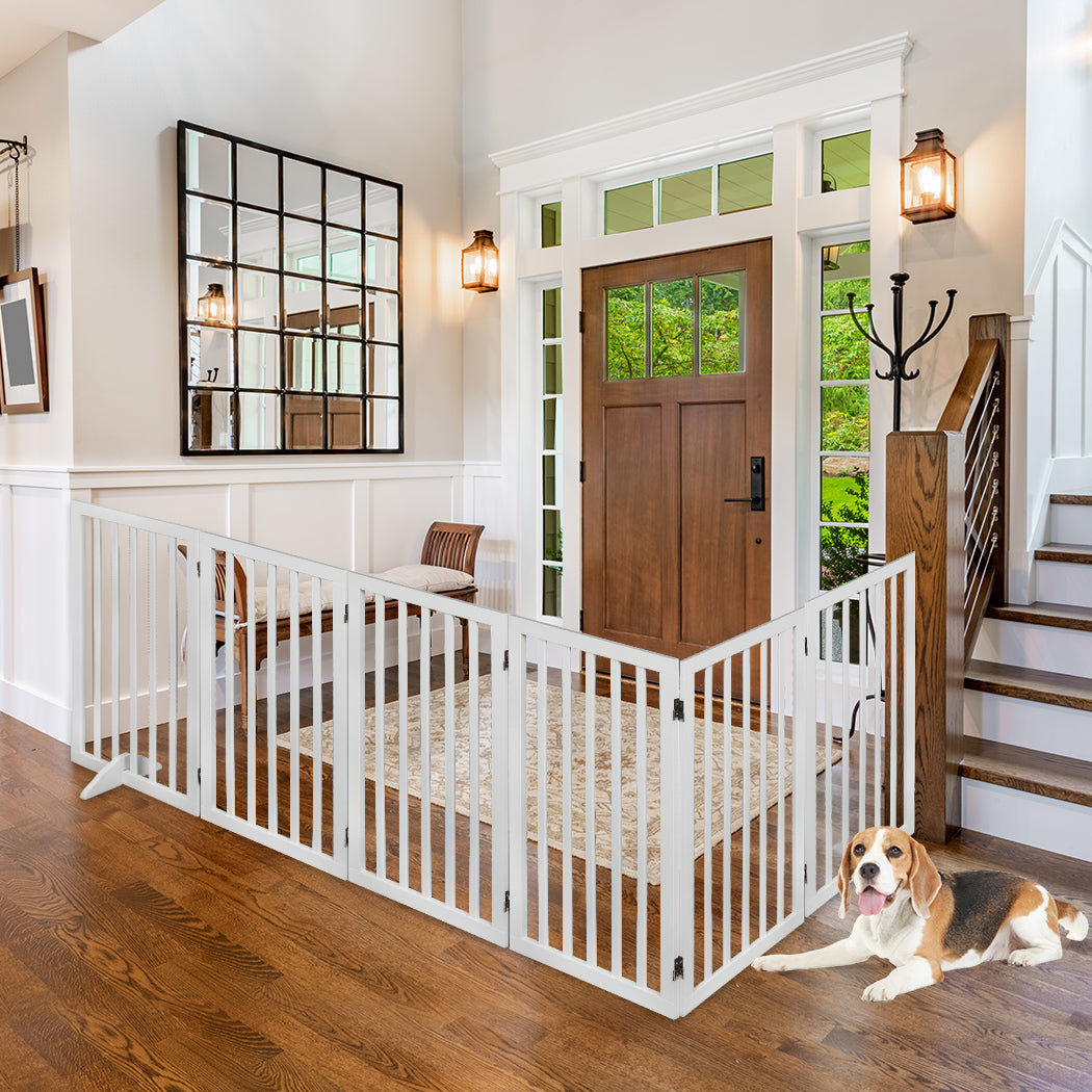 PaWz Wooden Pet Gate Dog Fence Safety White 10 Pack-1910112969476411399